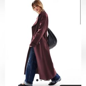 VIRAL ASOS Burgundy faux wool trench coat